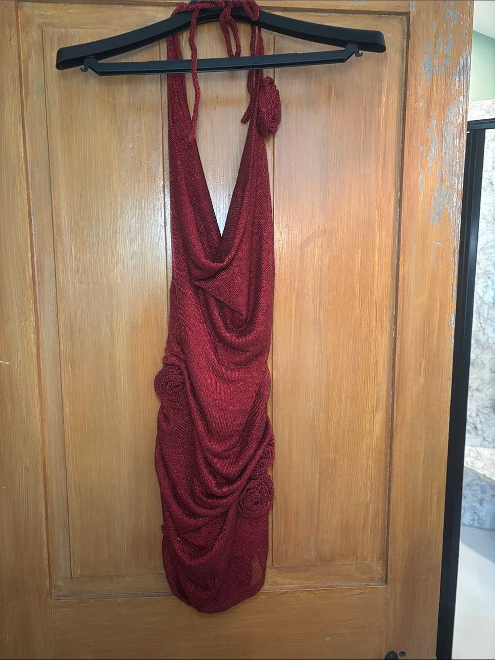 Sparkle Halter Mini Dress in Red - Picture 9 of 13